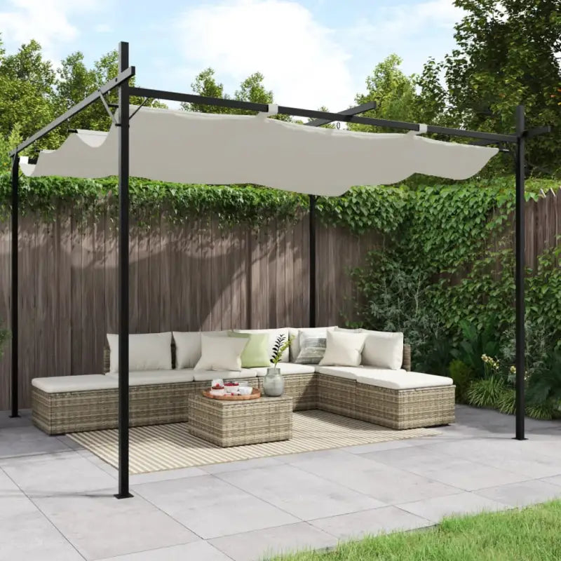 Uitschuifbaar dak Partytent en Prieël voor Buitenactiviteiten - Crème / 295 x 292 x 230 cm / 1 - Partytenten & prieëlen