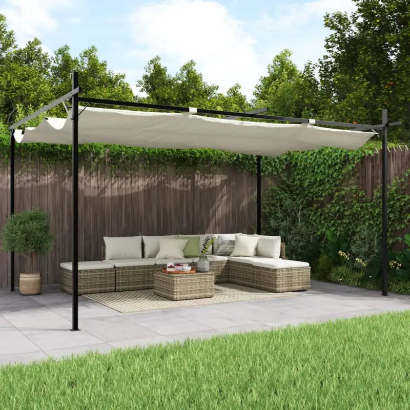Uitschuifbaar dak Partytent en Prieël voor Buitenactiviteiten - Crème / 395 x 292 x 230 cm / 1 - Partytenten & prieëlen