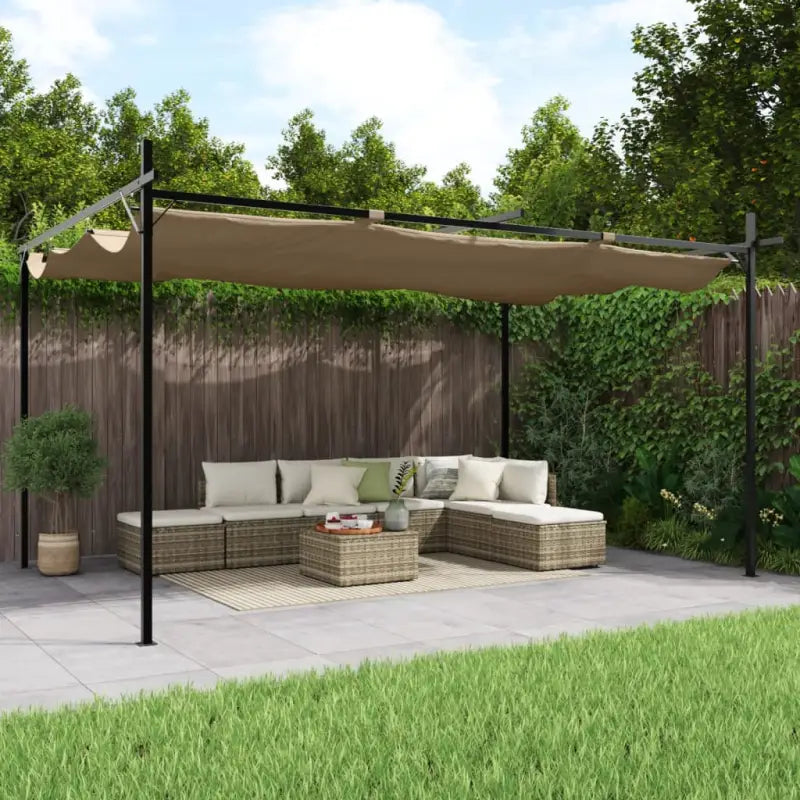 Uitschuifbaar dak Partytent en Prieël voor Buitenactiviteiten - Taupe / 395 x 292 x 230 cm / 1 - Partytenten & prieëlen