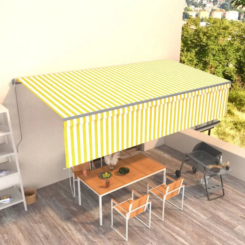 Uitschuifbare aluminium buitenluifel voor schaduw en koelte - Geel en wit / 6 x 3 m / 1 - Zonwering