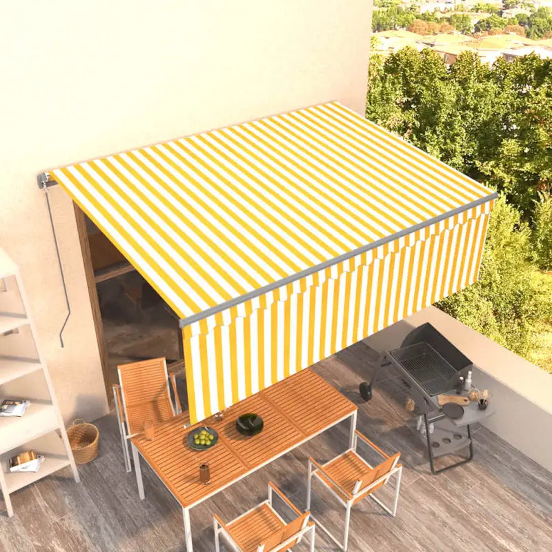 Uitschuifbare aluminium buitenluifel voor schaduw en koelte - Geel en wit / 4.5 x 3 m / 1 - Zonwering