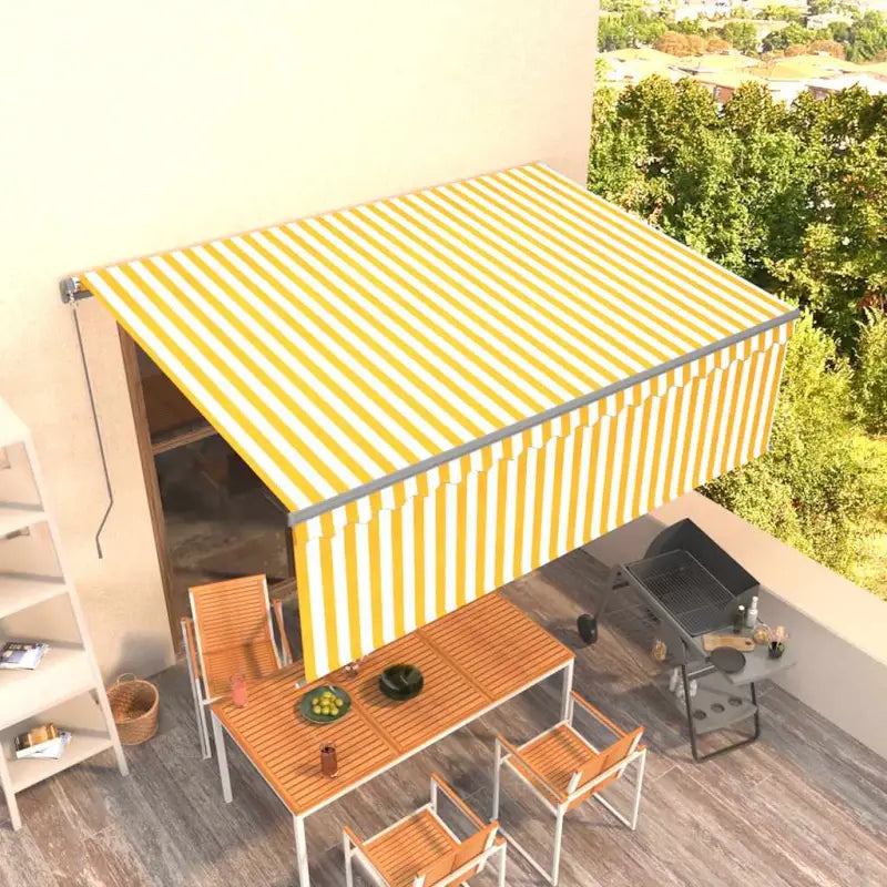 Uitschuifbare aluminium buitenluifel voor schaduw en koelte - Geel en wit / 4 x 3 m / 1 - Zonwering