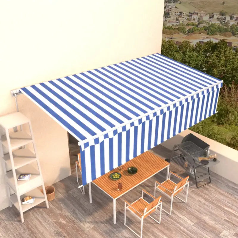 Uitschuifbare Buitenluifel met Aluminium Frame - Blauw en wit / 6 x 3 m / 1 - Zonwering