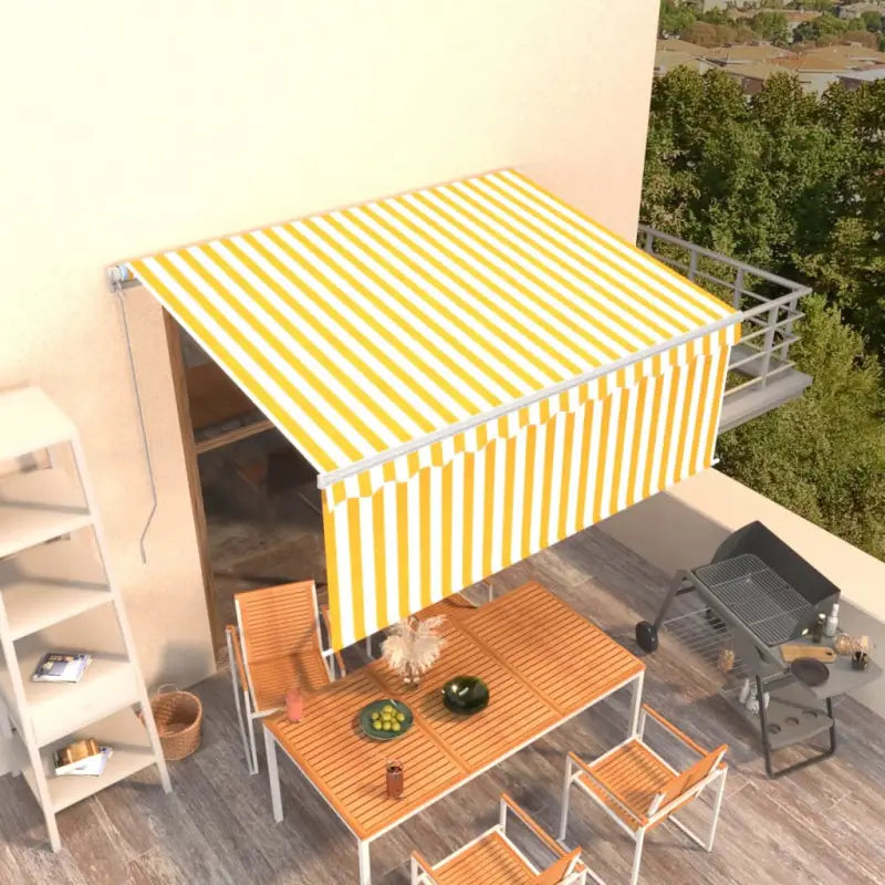 Uitschuifbare Buitenluifel met Aluminium Frame - Geel en wit / 3.5 x 2.5 m / 1 - Zonwering