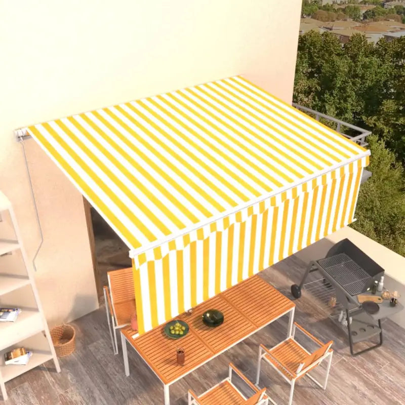 Uitschuifbare Buitenluifel met Aluminium Frame - Geel en wit / 4.5 x 3 m / 1 - Zonwering