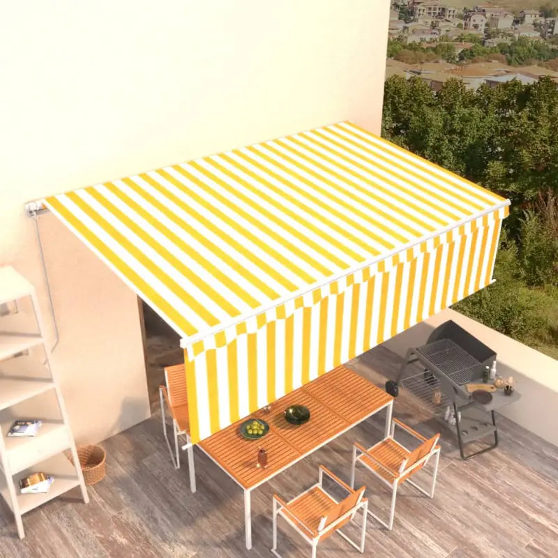 Uitschuifbare Buitenluifel met Aluminium Frame - Geel en wit / 5 x 3 m / 1 - Zonwering