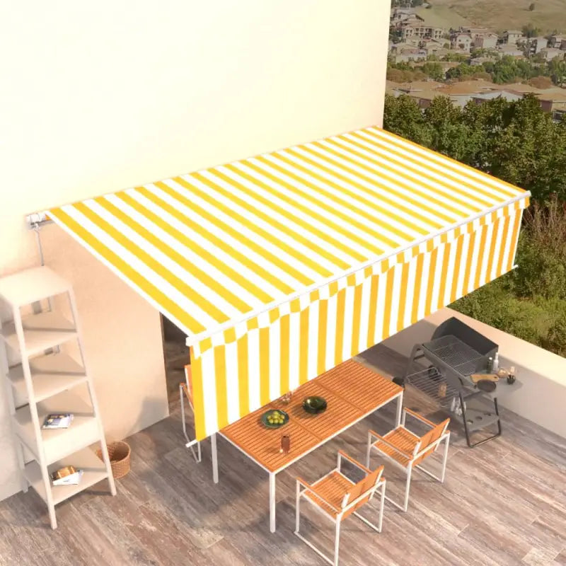 Uitschuifbare Buitenluifel met Aluminium Frame - Geel en wit / 6 x 3 m / 1 - Zonwering