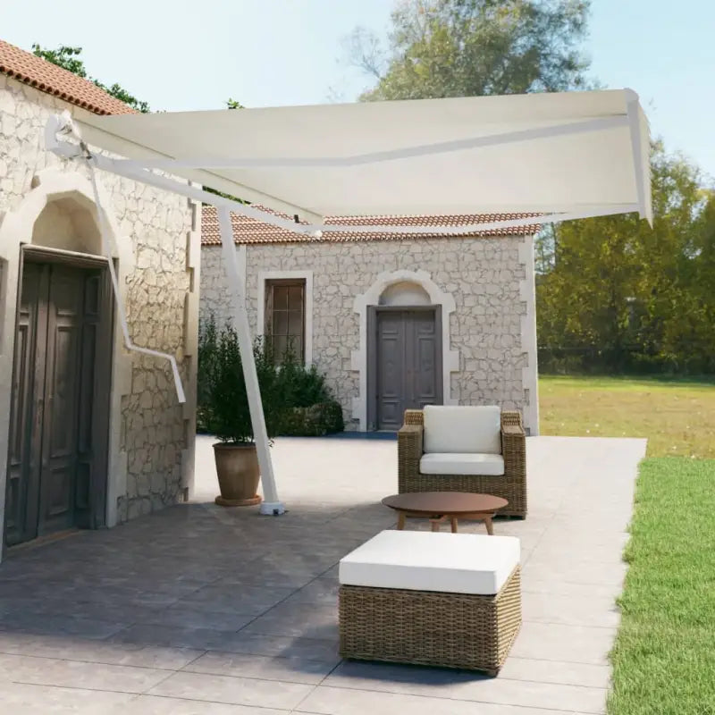 Uitschuifbare buitenluifel met gepoedercoat aluminium frame - Crème / 500 x 350 cm / 1 - Zonwering