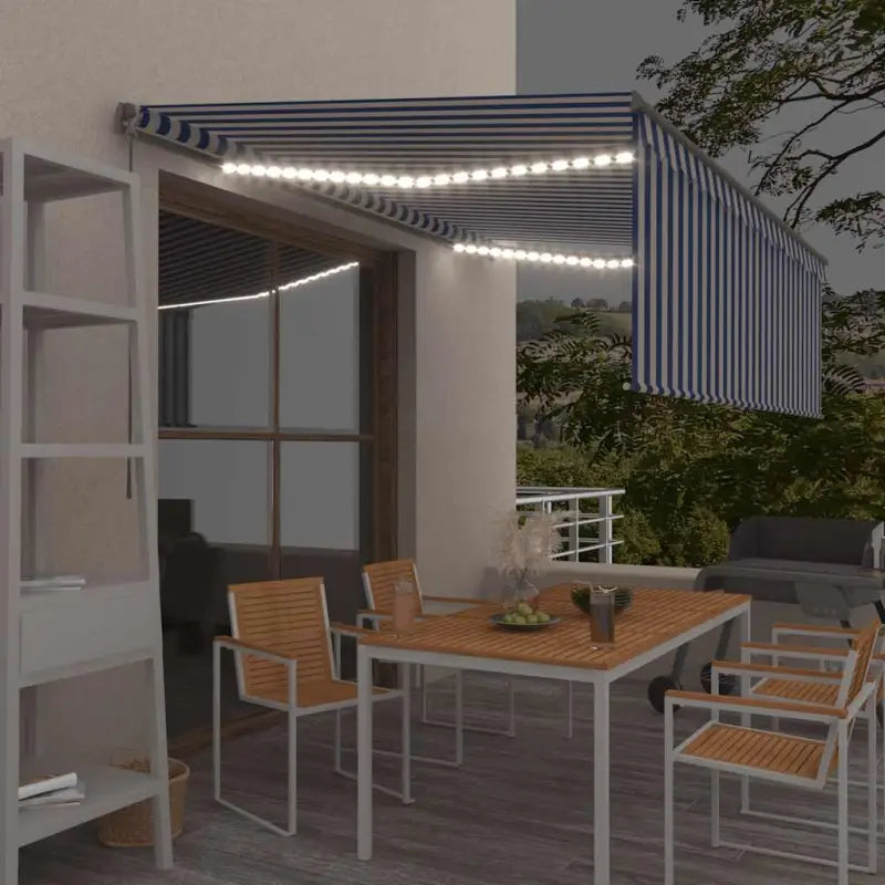 Uitschuifbare buitenluifel met roestvrij aluminium frame - Blauw en wit / 4.5 x 3 m / 1 - Zonwering