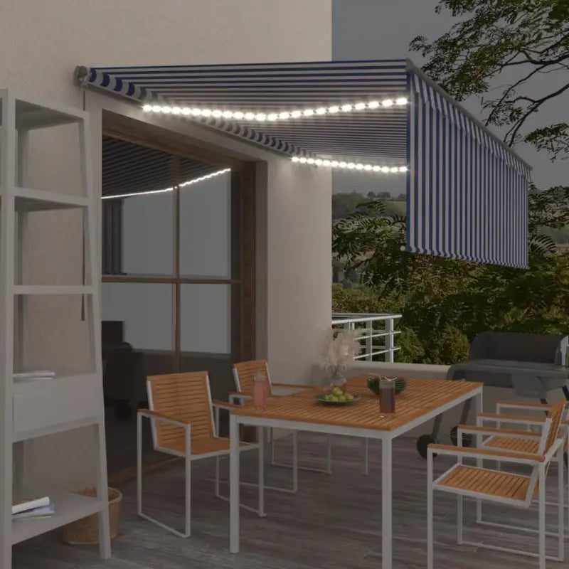 Uitschuifbare buitenluifel met roestvrij aluminium frame - Blauw en wit / 4 x 3 m / 1 - Zonwering