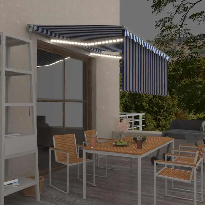 Uitschuifbare buitenluifel met roestvrij aluminium frame - Blauw en wit / 3 x 2.5 m / 1 - Zonwering
