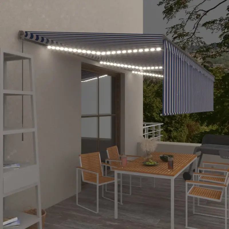 Uitschuifbare buitenluifel met roestvrij aluminium frame - Blauw en wit / 6 x 3 m / 1 - Zonwering