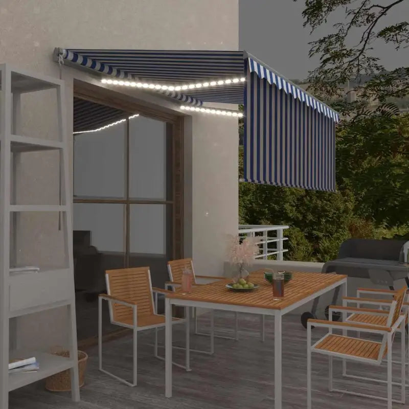 Uitschuifbare buitenluifel met roestvrij aluminium frame - Blauw en wit / 3.5 x 2.5 m / 1 - Zonwering