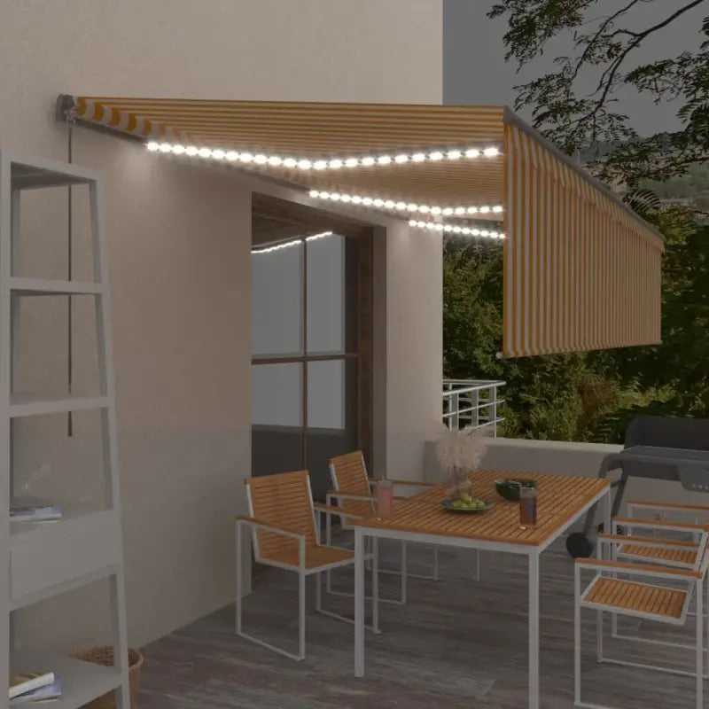 Uitschuifbare buitenluifel met roestvrij aluminium frame - Geel en wit / 6 x 3 m / 1 - Zonwering