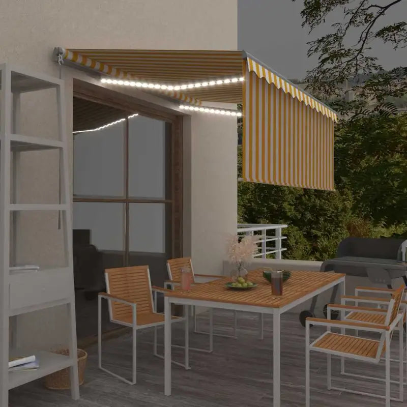 Uitschuifbare buitenluifel met roestvrij aluminium frame - Geel en wit / 3.5 x 2.5 m / 1 - Zonwering