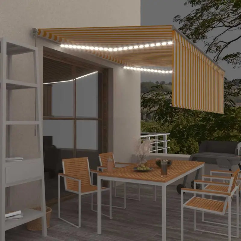 Uitschuifbare buitenluifel met roestvrij aluminium frame - Geel en wit / 4.5 x 3 m / 1 - Zonwering