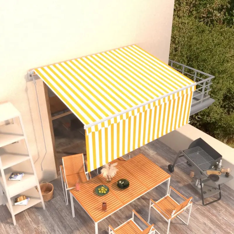 Uitschuifbare buitenluifel met roestvrij aluminium frame - Geel en wit / 3.5 x 2.5 m / 1 - Zonwering