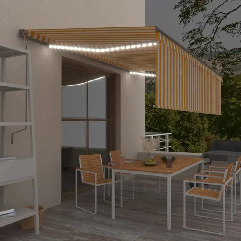 Uitschuifbare buitenluifel met roestvrij aluminium frame - Geel en wit / 5 x 3 m / 1 - Zonwering