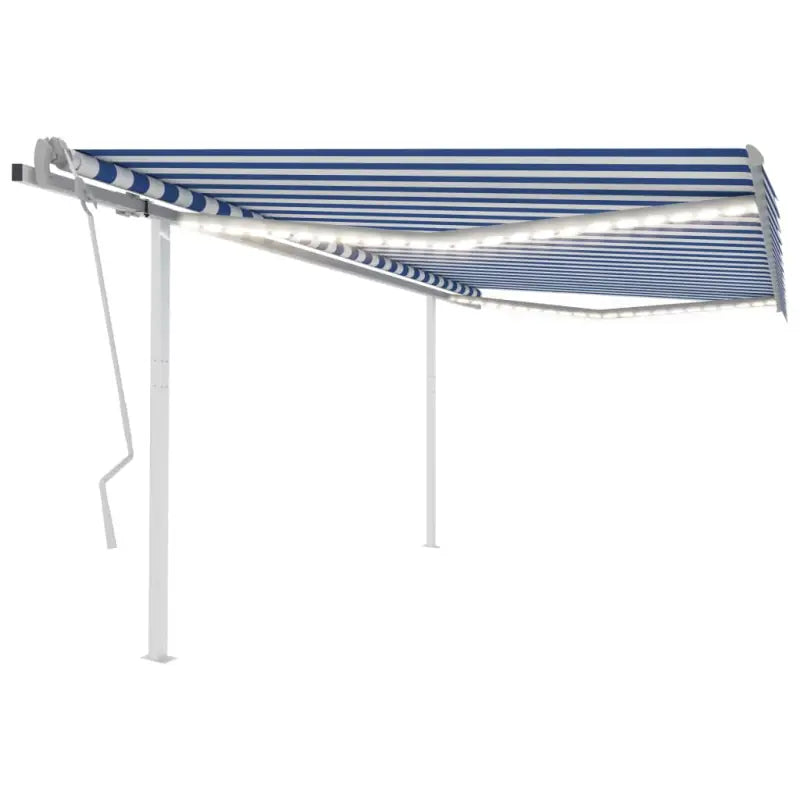Uitschuifbare buitenluifel met stevig gepoedercoat aluminium frame - Blauw en wit / 4.5 x 3.5 m / 1 - Zonwering