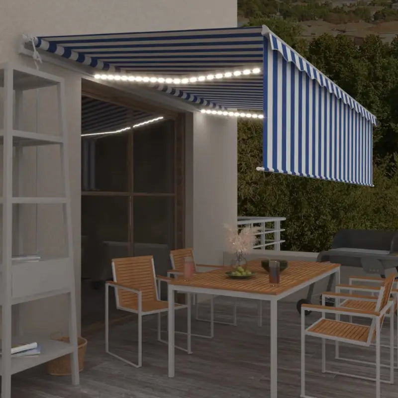 Uitschuifbare luifel met gepoedercoat aluminium en automatische bediening - Blauw en wit / 5 x 3 m / 1 - Zonwering