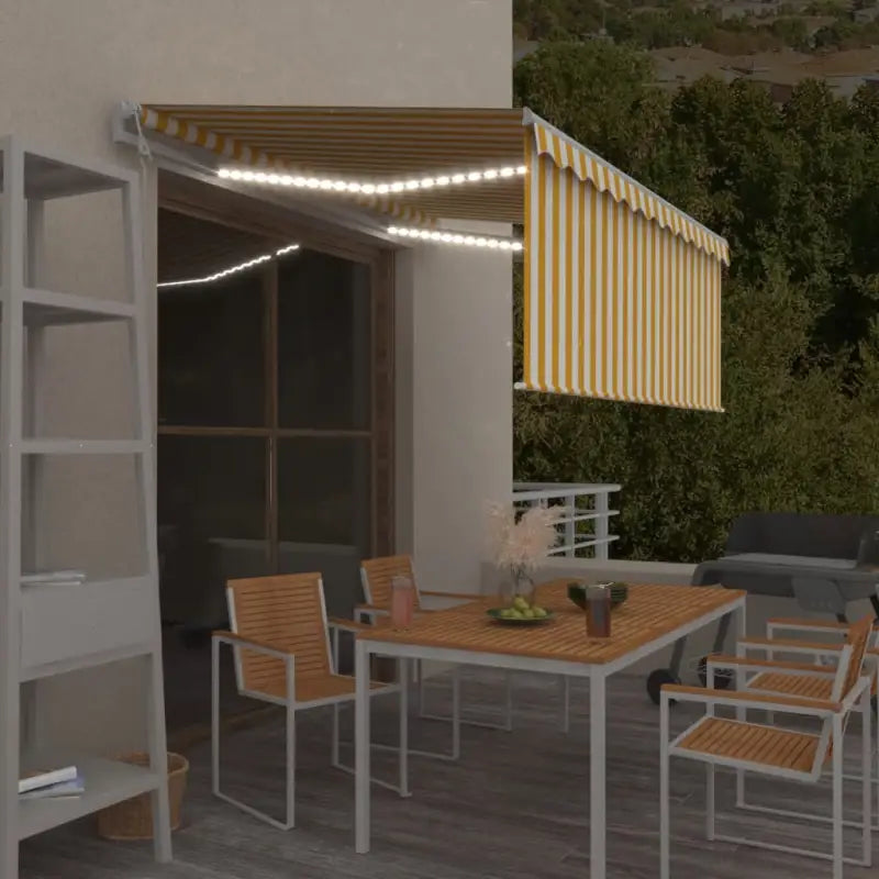 Uitschuifbare luifel met gepoedercoat aluminium en automatische bediening - Geel en wit / 3 x 2.5 m / 1 - Zonwering