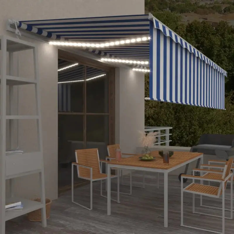 Uitschuifbare luifel met gepoedercoat aluminium en automatische bediening - Blauw en wit / 6 x 3 m / 1 - Zonwering
