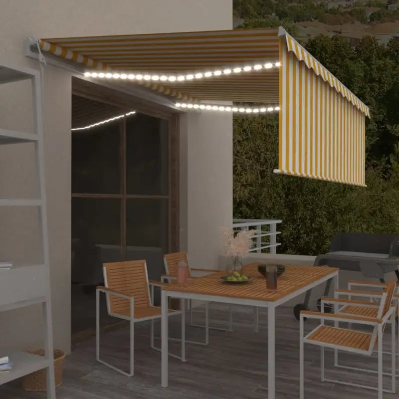Uitschuifbare luifel met gepoedercoat aluminium en automatische bediening - Geel en wit / 4.5 x 3 m / 1 - Zonwering