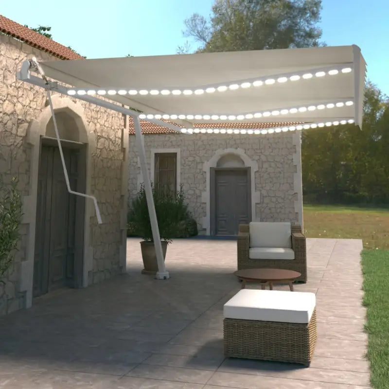 Uitschuifbare luifel met gepoedercoat aluminium en automatische bediening - Crème / 600 x 350 cm / 1 - Zonwering