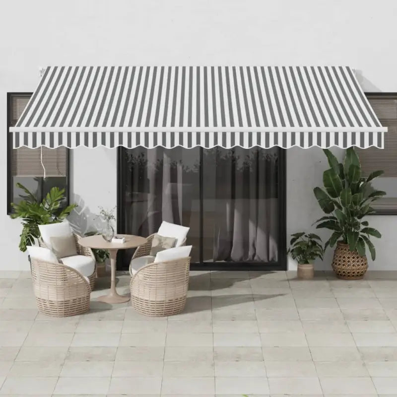 Uitschuifbare luifel met gepoedercoat aluminium frame voor buitenruimte - Antraciet en wit / 450 x 350 cm / 1