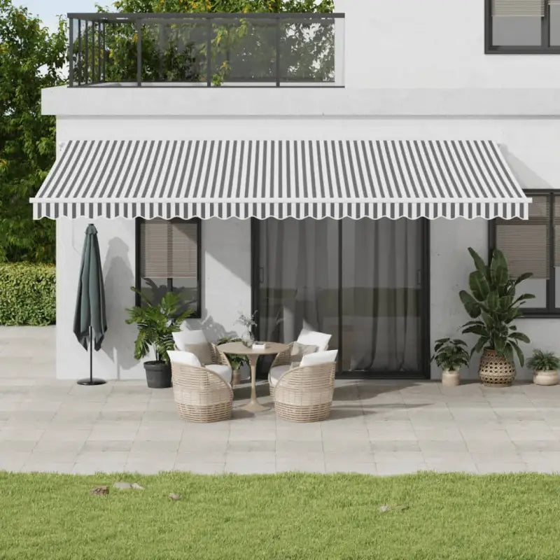 Uitschuifbare luifel met gepoedercoat aluminium frame voor buitenruimte - Antraciet en wit / 600 x 350 cm / 1