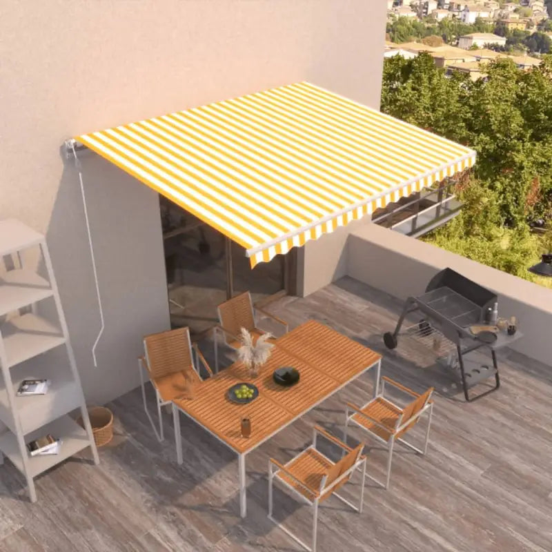 Uitschuifbare luifel met gepoedercoat aluminium frame voor buitenruimte - Geel en wit / 450 x 300 cm / 1 - Zonwering