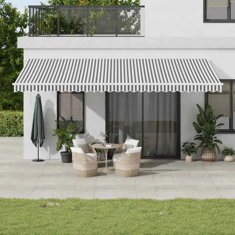 Uitschuifbare luifel met gepoedercoat aluminium frame voor buitenruimte - Antraciet en wit / 600 x 300 cm / 1
