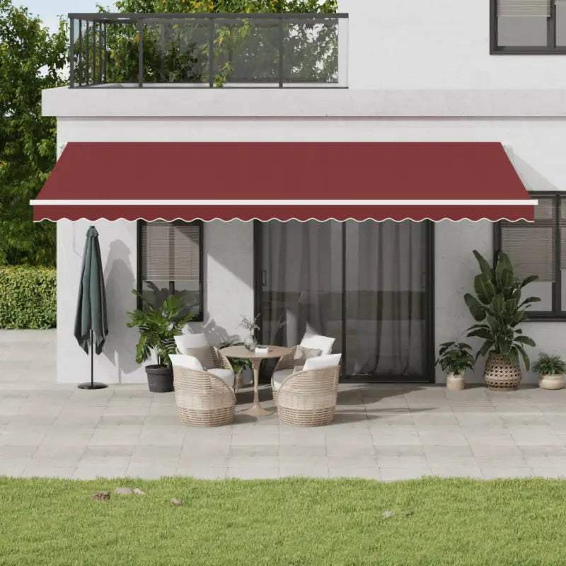 Uitschuifbare luifel met gepoedercoat aluminium frame voor buitenruimte - Bordeauxrood en wit / 600 x 300 cm / 1