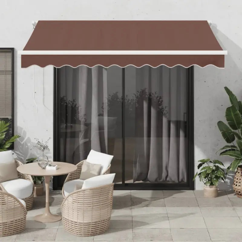 Uitschuifbare luifel met gepoedercoat aluminium frame voor buitenruimte - Bruin en wit / 300 x 250 cm / 1 - Zonwering