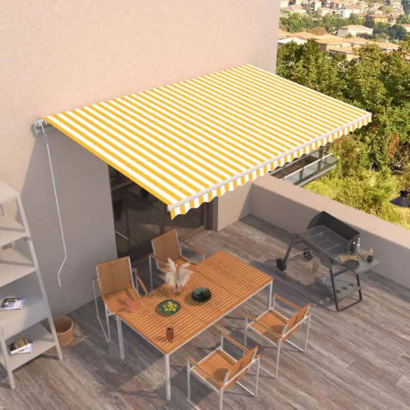 Uitschuifbare luifel met gepoedercoat aluminium frame voor buitenruimte - Geel en wit / 500 x 300 cm / 1 - Zonwering