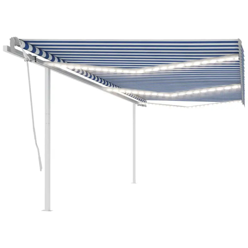 Uitschuifbare luifel met gepoedercoat aluminium frame automatisch - Blauw en wit / 6 x 3.5 m / 1 - Zonwering
