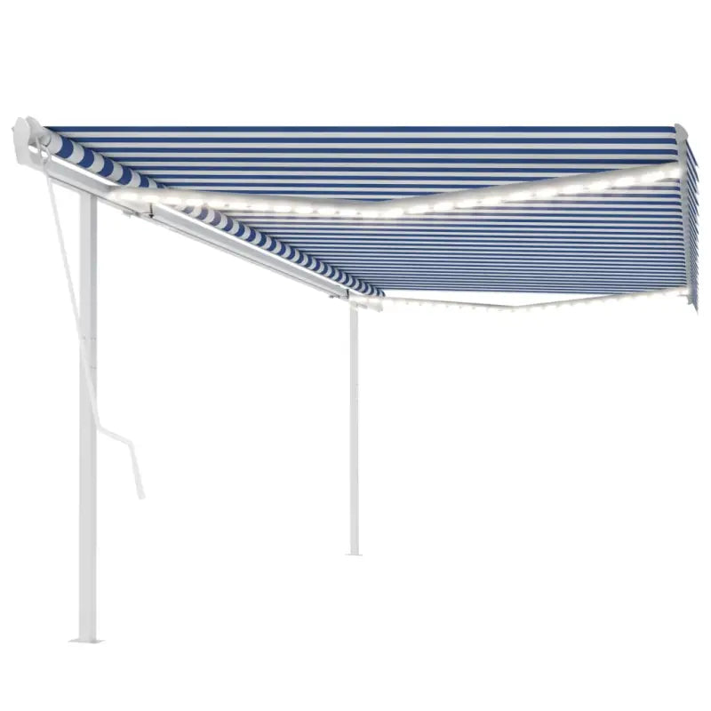 Uitschuifbare luifel met gepoedercoat aluminium frame automatisch - Blauw en wit / 5 x 3 m / 1 - Zonwering