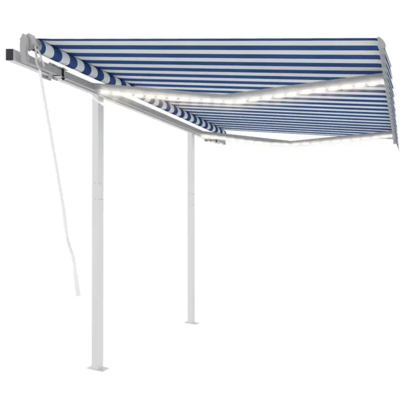 Uitschuifbare luifel met gepoedercoat aluminium frame automatisch - Blauw en wit / 3 x 2.5 m / 1 - Zonwering