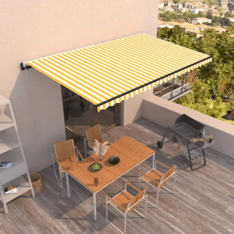 Uitschuifbare luifel met gepoedercoat aluminium frame voor koelte buiten - Geel en wit / 500 x 350 cm / 1 - Zonwering