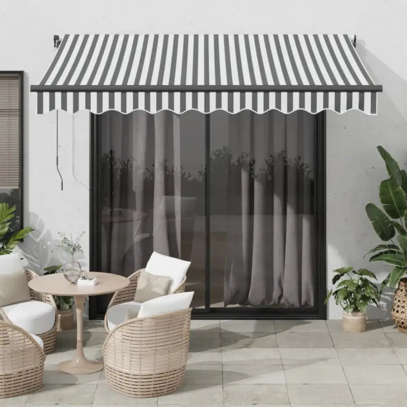 Uitschuifbare luifel met gepoedercoat aluminium frame voor koelte buiten - Antraciet en wit / 300 x 250 cm / 1