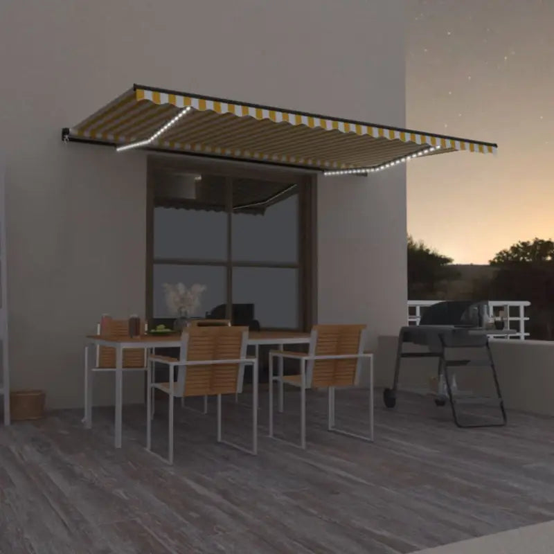 Uitschuifbare luifel met gepoedercoat aluminium voor buitenruimte - Geel en wit / 500 x 300 cm / 1 - Zonwering