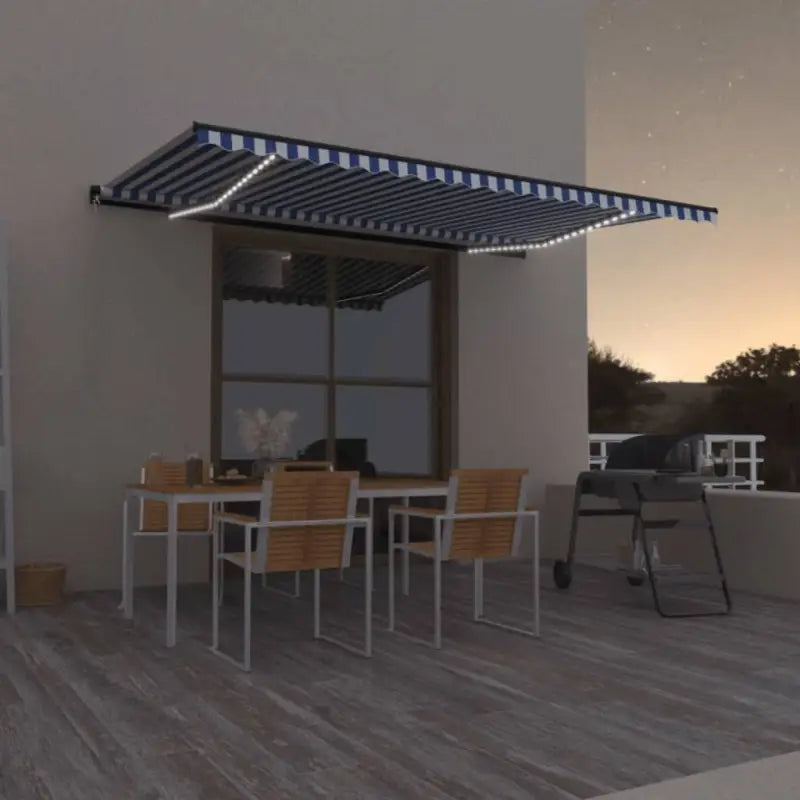 Uitschuifbare luifel met gepoedercoat aluminium voor buitenruimte - Blauw en wit / 500 x 350 cm / 1 - Zonwering