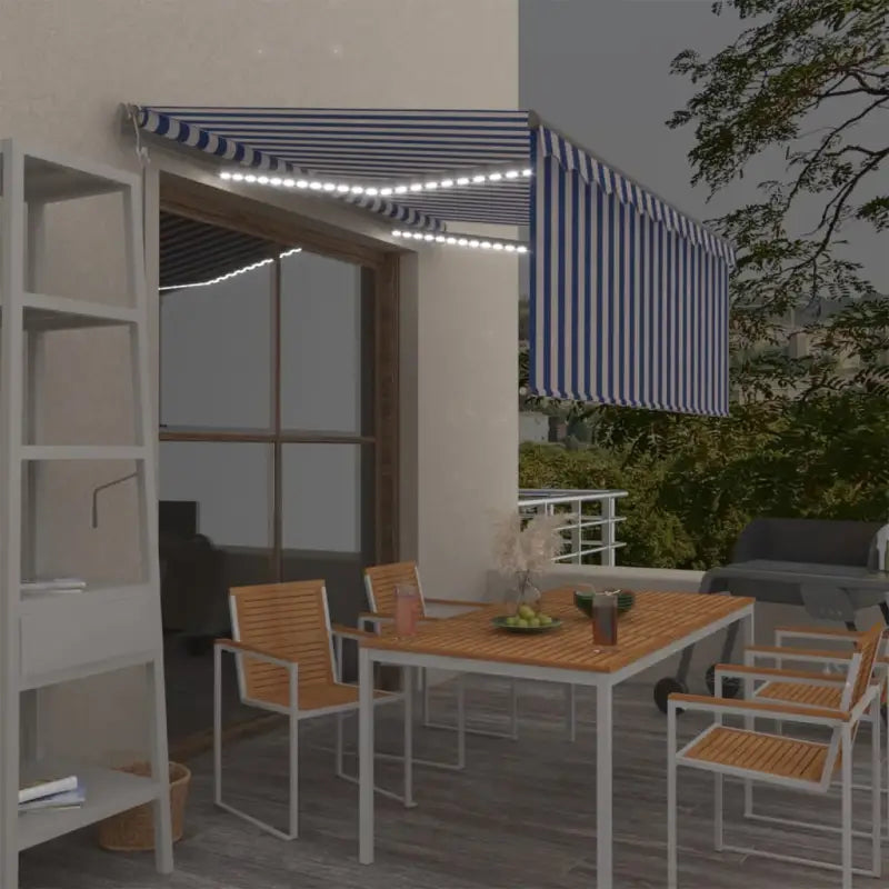 Uitschuifbare luifel met gepoedercoat aluminium voor buitenruimte - Blauw en wit / 3.5 x 2.5 m / 1 - Zonwering