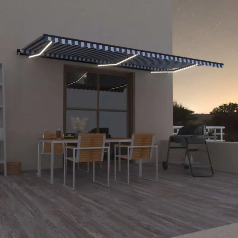 Uitschuifbare luifel met gepoedercoat aluminium voor buitenruimte - Blauw en wit / 600 x 350 cm / 1 - Zonwering