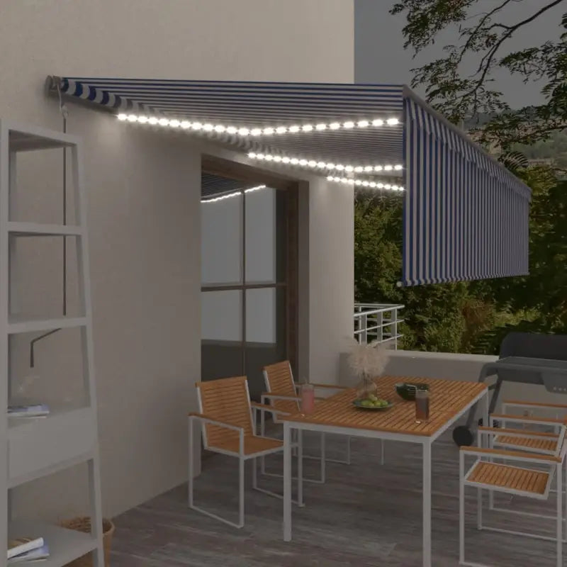 Uitschuifbare luifel met gepoedercoat aluminium voor buitenruimte - Blauw en wit / 6 x 3 m / 1 - Zonwering
