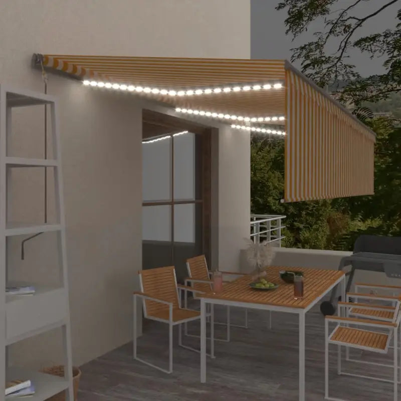 Uitschuifbare luifel met gepoedercoat aluminium voor buitenruimte - Geel en wit / 6 x 3 m / 1 - Zonwering
