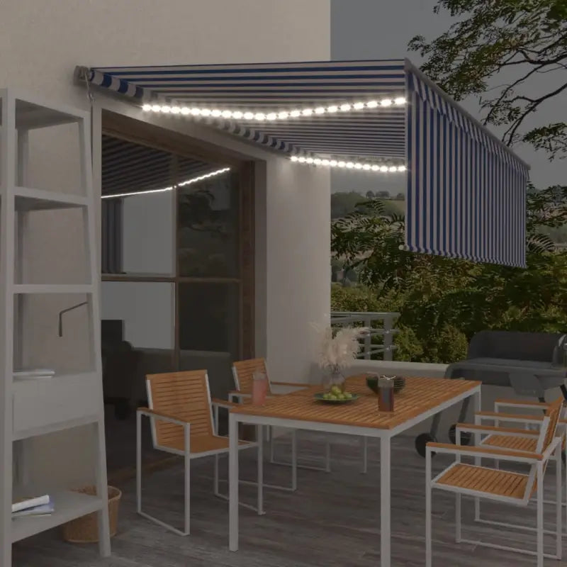 Uitschuifbare luifel met gepoedercoat aluminium voor buitenruimte - Blauw en wit / 4 x 3 m / 1 - Zonwering
