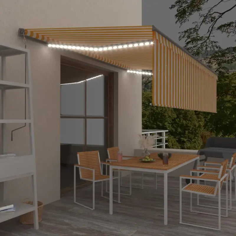 Uitschuifbare luifel met gepoedercoat aluminium voor buitenruimte - Geel en wit / 5 x 3 m / 1 - Zonwering