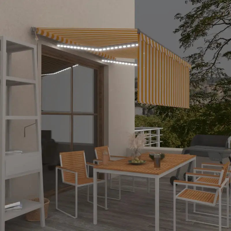 Uitschuifbare luifel met gepoedercoat aluminium voor buitenruimte - Geel en wit / 3.5 x 2.5 m / 1 - Zonwering