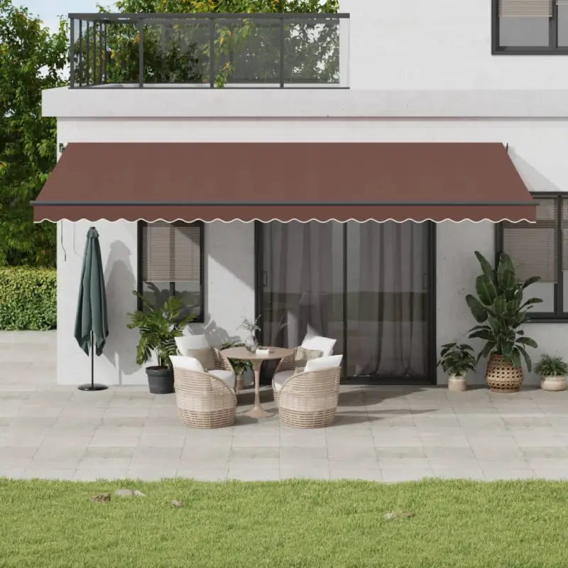 Uitschuifbare luifel met gepoedercoat aluminium voor buitenruimte - Bruin / 600 x 350 cm / 1 - Zonwering